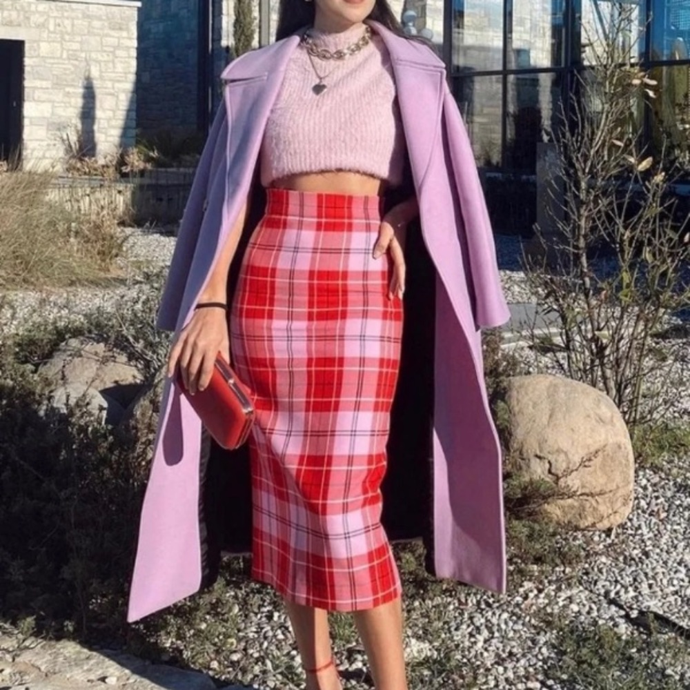 Zara Plaid Pencil Skirt